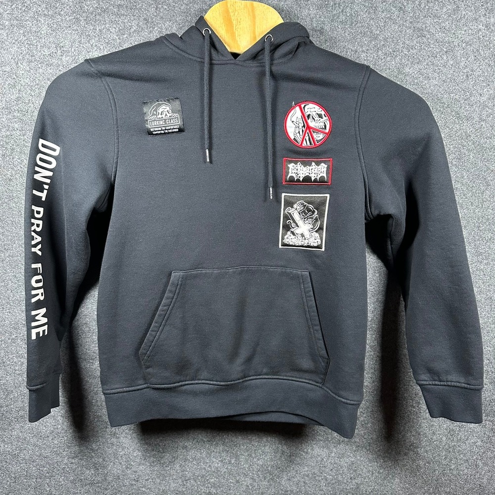 Lurking Class Hoodie Mens S Black‎ Graphic Patch Don't Pray For Me Pullover Punk